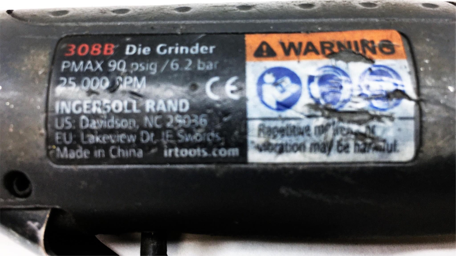 Ingersoll-Rand 308B Straight Air Die Grinder Kit, 1/4 In Collet, 0.33 Hp, 7 To 28 Cfm Air Flow, 90 Psi, 25000 Rpm Speed - Richards Supply - Foto 5