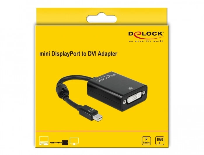 Delock Adapter mini DisplayPort 1.1 Stecker DVI Buchse Passiv schwarz - Bild 2 von 2