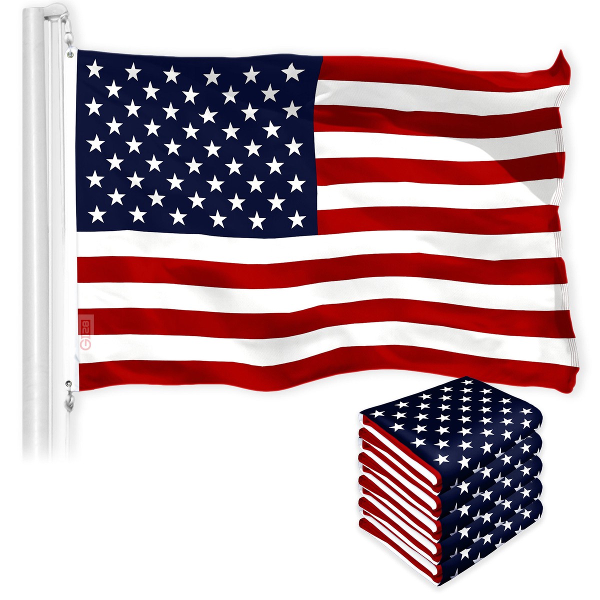 G128 5 Pack: American USA Flag 2x3 Ft LiteWeave Pro Printed