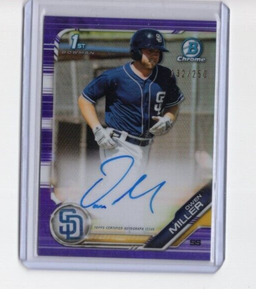 OWEN MILLER 2019 Bowman Chrome Purple Refractor RC AUTO #/250