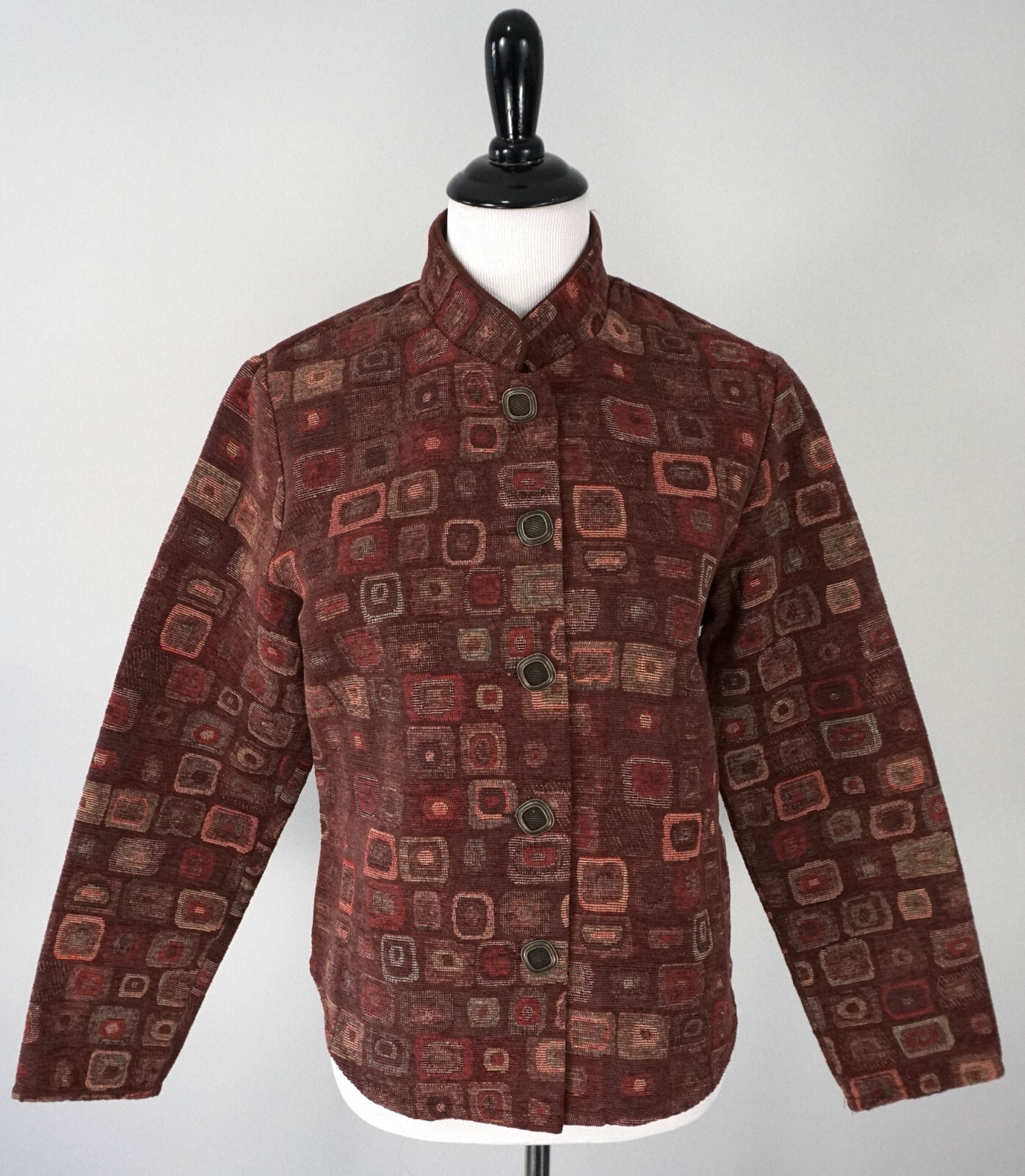 Orvis Red Multicolor Button Up Collared Tapestry … - image 1