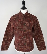 Orvis Red Multicolor Button Up Collared Tapestry Blazer Coat Jacket Size Medium