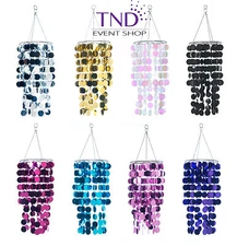 2 TIER ROUND PVC SPANGLE BEADED CHANDELIER DECORATIVE ACCENT CENTERPIECE