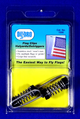 DU-BRO FISHING FLAG CLIP FOR HALYARDS/OUTRIGGERS ( PACKAGE OF 2 )( CAT. # 1500 )