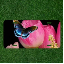 Tulip Flower Butterfly Nature Custom Novelty License Plate Car Tag
