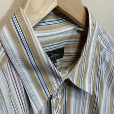 Ermenegildo Zegna Mens Dress Shirt Beige Blue Red LT Finest Cotton Made In Italy