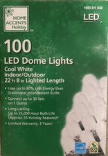 Home Accents Holiday 100 Cool White LED Dome String Lights 29 Ft Christmas