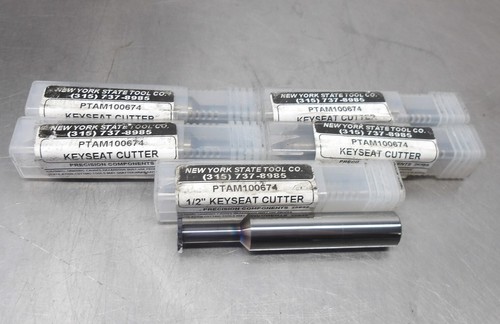 5 NEW! NY State Tool 1/2" Solid Carbide Keyseat Cutters 8FL 1/2"SHK 3"OAL