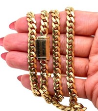 96.6 Grams Solid 14k Yellow Gold Mens Miami Cuban Link Chain Necklace 26 in 7 MM
