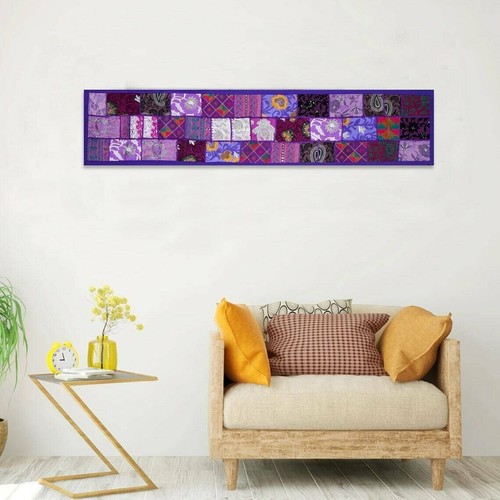 Indian Cotton Patchwork Table Runner Embroidered Dining Table Tapestry 152X45 cm - Picture 3 of 5