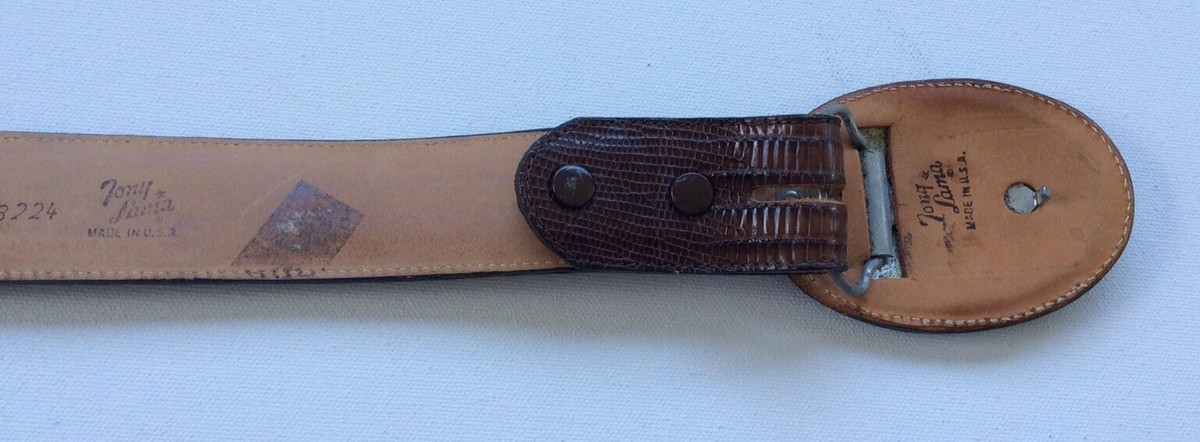 Vintage Tony Lama Brown Leather Eagle Size 34 Belt w/ Buckle  display picture 1