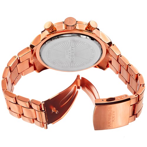 Men's Akribos XXIV AK814RGBU Divers Bezel Chronograph Rose-tone Bracelet Watch - Picture 4 of 4