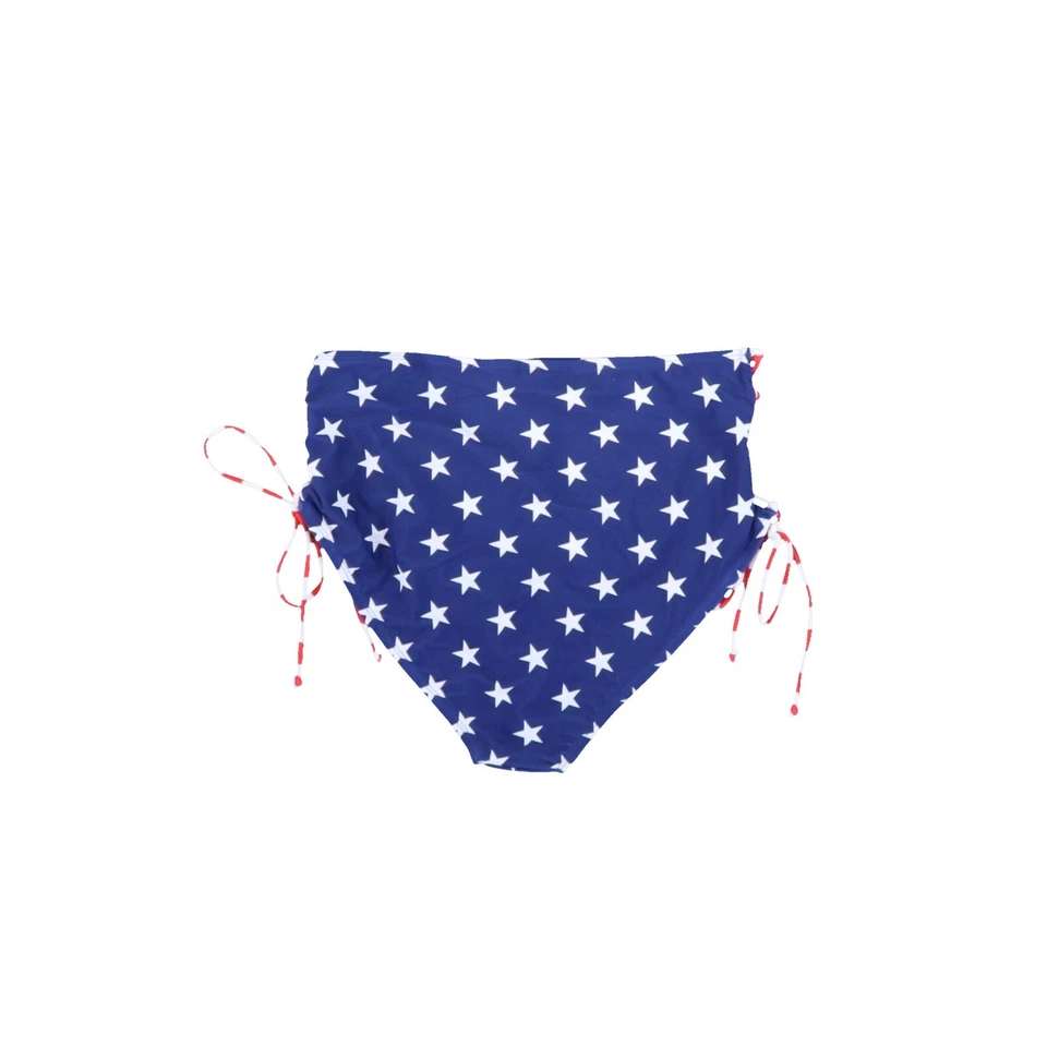 California Waves Junior's Bikini Bottoms High Waisted Side Tie Navy Stars L New - Image 2 of 2