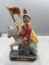 ALTE VINTAGE HEILIGENFIGUR 28,5cm HEILIGER GEORG AUF PFERD NACH ANTIKEM ORIGINAL