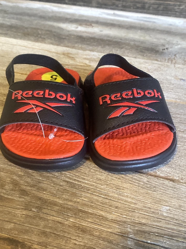 Sandálias Reebok Slide Tira Slingback Criança Tamanho 5 Vermelho Preto Unissex Menino Menina - Imagem 4 de 4