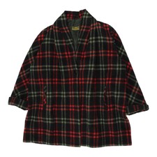 Herno Donna Womens Long Red Black Tartan Alpaca Wool Coat | Vintage Designer Vtg