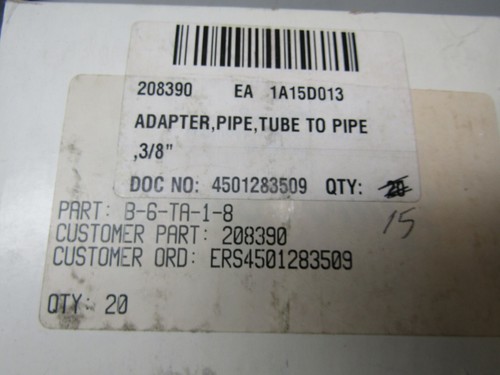 Swagelok B-6-TA-1-8 Tube Adapter Lot of 15! - Picture 2 of 2