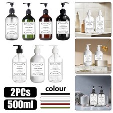 2Pcs 500ml Refillable Soap Dispenser Lotion Pump Bottle Container with 6 Labels