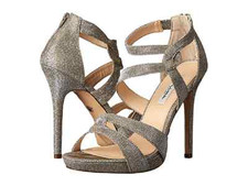 NEW NINA SILVER PLATFORM GLITTER PUMPS SIZE 8 89