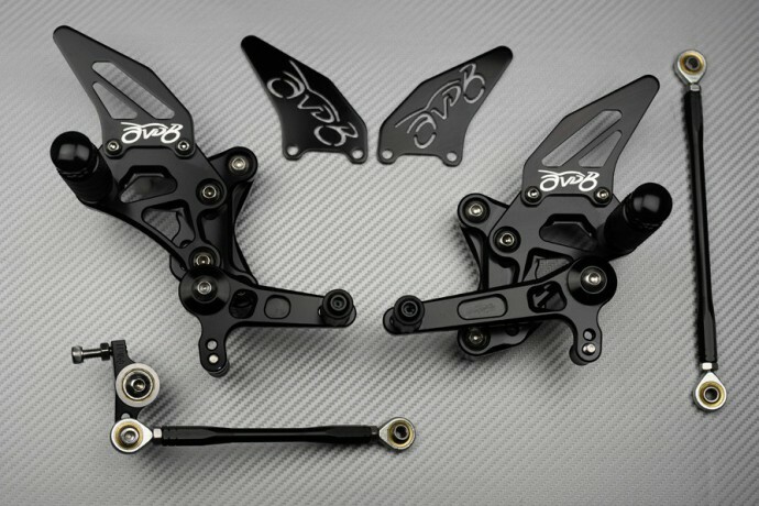 Commandes reculées moto réglables en alu pour Ducati 848 SBK noire