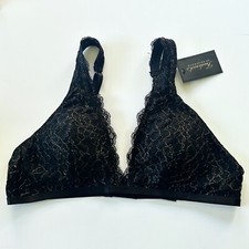 Vintage Fredrick's of Hollywood Bralette Large Black Gold Lace Lingerie Bra