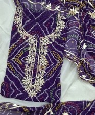 Indian Suits Bandhani Salwar Kameez Women Punjabi Suit Wedding Party Wear Dress