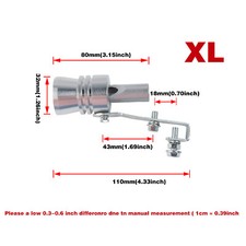 Terminale di Scarico XL Auto Turbo Sound Turbo Pipa Whistle Blow Simulator Argento