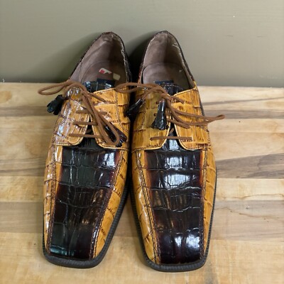 Giorgio Brutini Two Tone Alligator Shoes 156204 Size 7 Mens  Tie Up Tassels