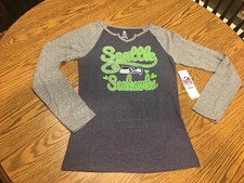 Seattle Seahawks NFL Youth Girls' Long-Sleeve Graphic T-Shirt Small 7/8 - NWT