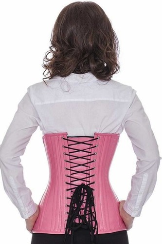 Korsett Pink Leder Corsage geschwungen normal lang ln22 - Bild 2 von 2