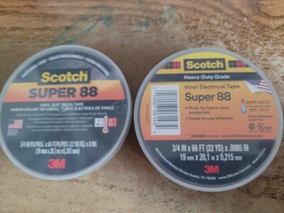 (TWO  ROLLS) 3M Scotch Vinyl Electrical Tape Super 88, 3/4 in x 66 ft. BLACK NIB