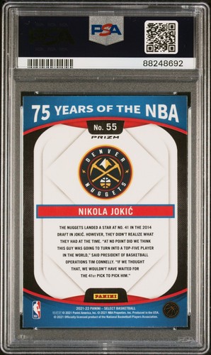 2021 PANINI SELECT 75 YEARS OF THE NBA #55 NIKOLA JOKIC PSA 9 - Picture 2 of 2