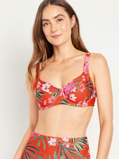 Old Navy underwire red floral swim top XS