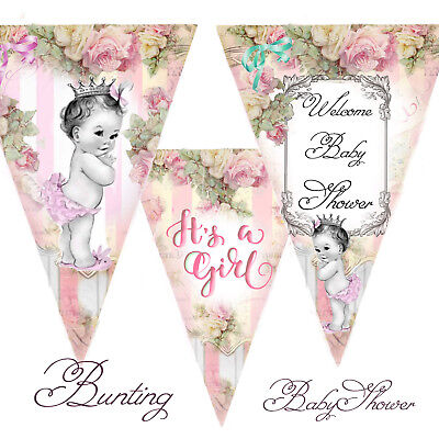 Il est une fille Baby Shower Bunting Banner Party Favors Garland Hanging Decor