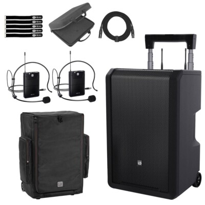 LD Systems ANNY10 BPH2B5.1 10'' Portable PA Speaker System w 2x Headsets