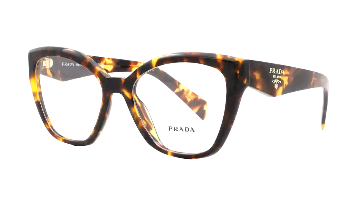 New PRADA Cat-Eye Eyeglasses VPR 20Z 14L-1O1 54-17 145 Honey