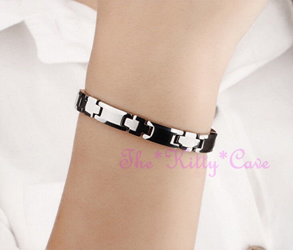 Bracelet Magnétique Tungstène Avec Croix - Pour Douleurs Articulaires - Rhodium - Neuf Étiqueté