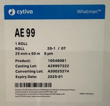 Cytiva Whatman AE 99 Roll of 25mm x 50m 8 μm, Product #10548081 EXP 2025-01