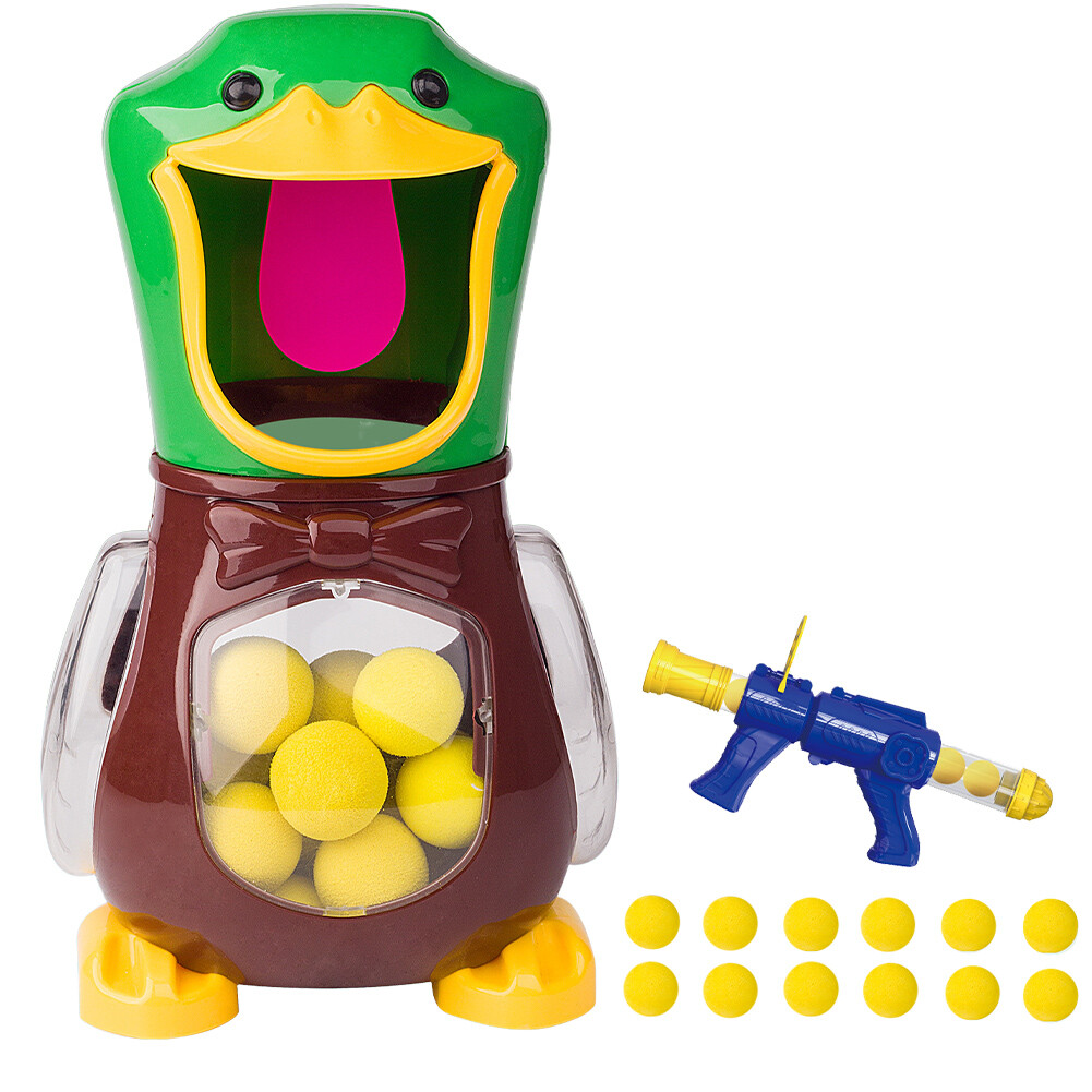 Hungry Shooting Duck Toy Airpowered Gun Bullet Ball W/ Light