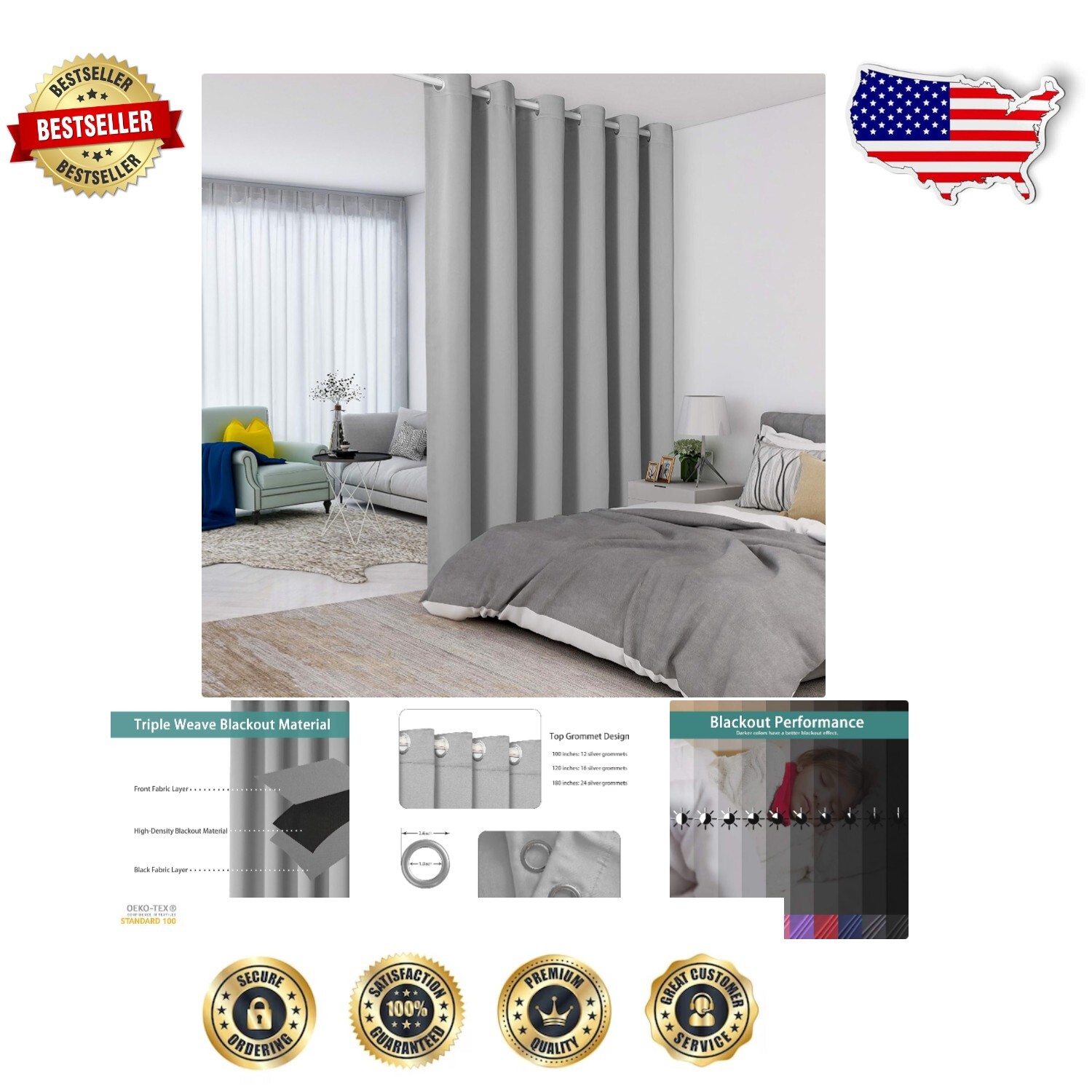 Stylish Grommet Blackout Drapes - 120