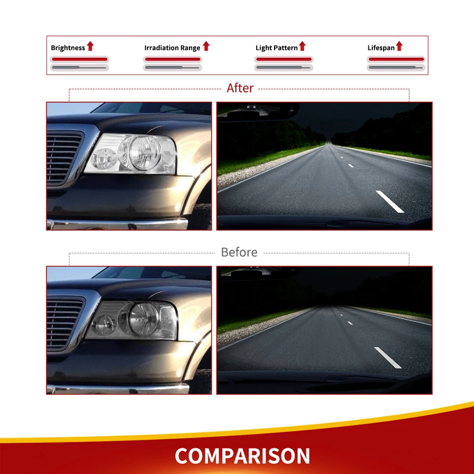 For 2004-2008 Ford F150 F-150 Clear Chrome Headlights Pickup Headlamps LH+RH - Image 4 of 4