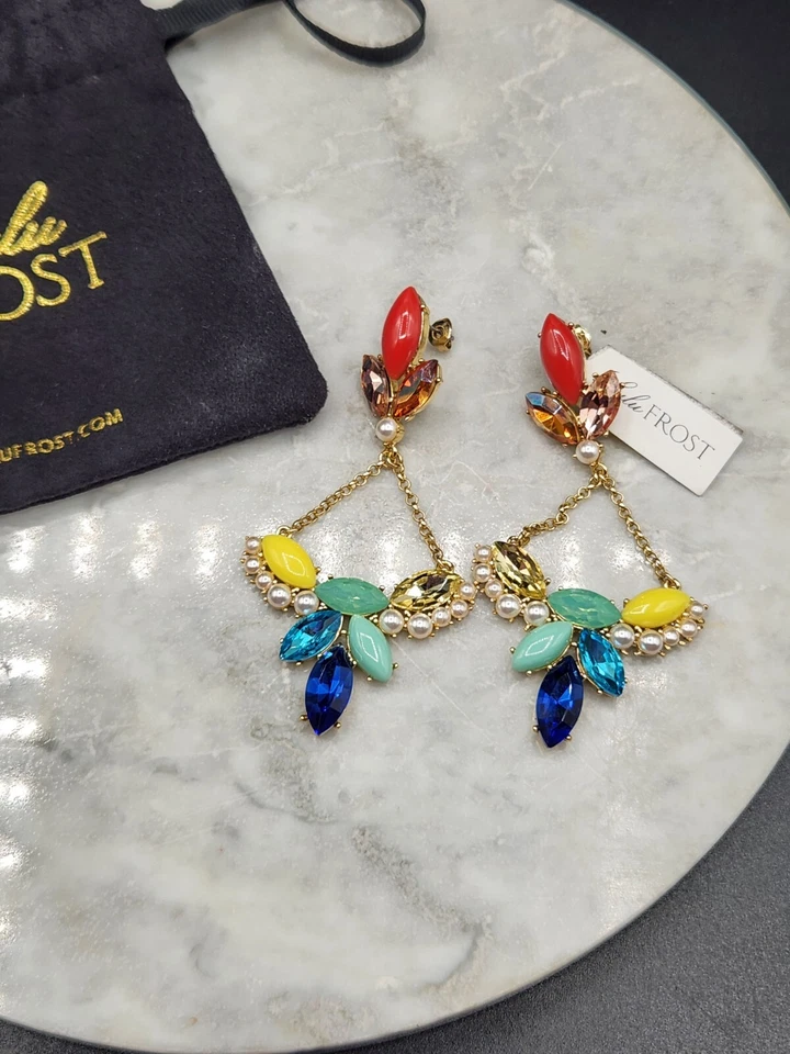 Pendientes araña Lulu Frost imitación perlas y cristal marcados LF Foto 2 de 4