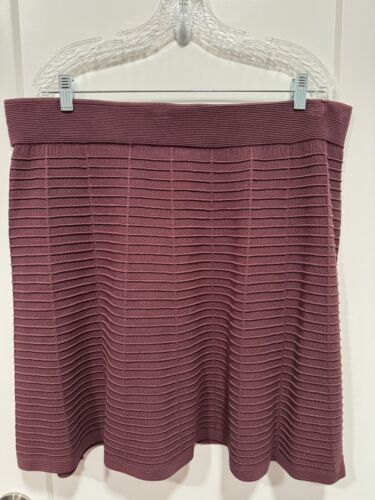 Loft Outlet Maroon Elastic Waist A Line Knit Skirt Size XL Flare Comfy Stretch - Picture 1 of 3