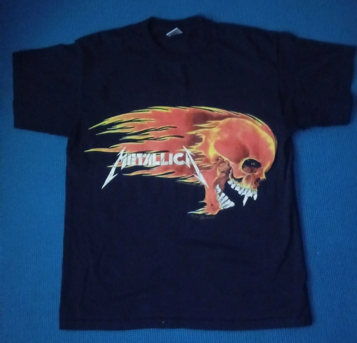METALLICA 1994 Vintage Pushead Flaming Skull T-Shirt,M,Back Print,Great Shape