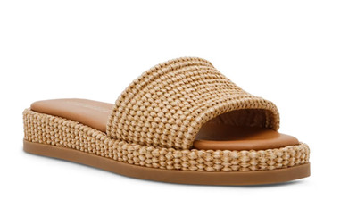 Steve Madden Boardwalk Slip on Slide Sandal Natural Raffia Women's Size 9 M