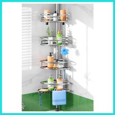 Shower Caddy Tension Pole: Rustproof Quick Install Corner Bathroom Organizer ...