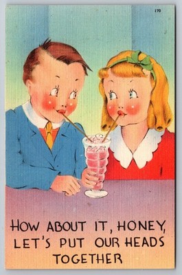 Comic Young Love / Valentine's Day - Lets Put our Heads Together Drinking - PC F