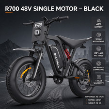 Bluvall 1000W 48V 16Ah 20" Fat Tires 35 MPH 7 Speed Electric Bikes for Adults US