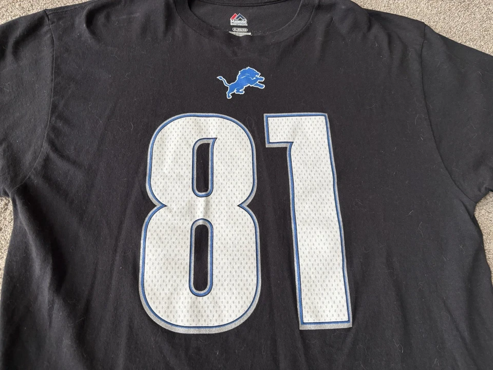 Detroit Lions Calvin Johnson Shirt Mens XL Black NFL Football Majestic Megatron - Image 2 of 4