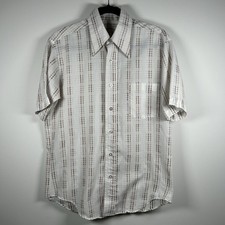 Vintage McGregor Shirt Mens M White Short Sleeve Button Up Retro USA 60s-70s
